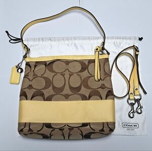 Authentic Coach Signature Brown and Yellow Monogram Shoulder Bag